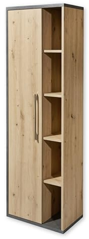 NATHAN Badezimmer Hochschrank schwebend in Artisan Eiche, Beton Optik - Badezimmerschrank Bad Schrank mit viel Stauraum - 50 x 160 x 31 cm (B/H/T)