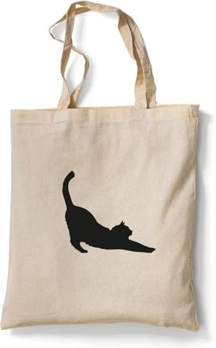 tradercat Jutebeutel bedruckt mit Motiv, Stoffbeutel bedruckt aus 100% Baumwolle - Tote Bag, Einkaufsbeutel, Einkaufstasche, Shopper und Baumwolltasche mit langen Henkeln, Katze