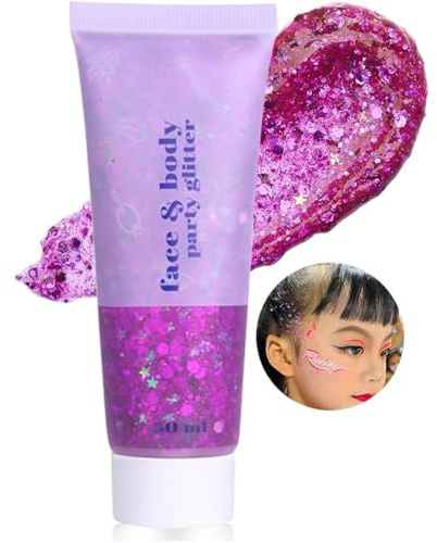Gel glitter per il corpo, glitter per il viso, gel per il corpo con paillettes, ombretto liquido luccicante, gel glitterato olografico liquido con paillettes a sirena(Fucsia)