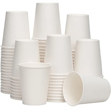 RACETOP [300 count] Paper Coffee Cups 8 oz, Disposable Coffee Cups, Hot Beverage, Ideal for Pub, Party, Office White