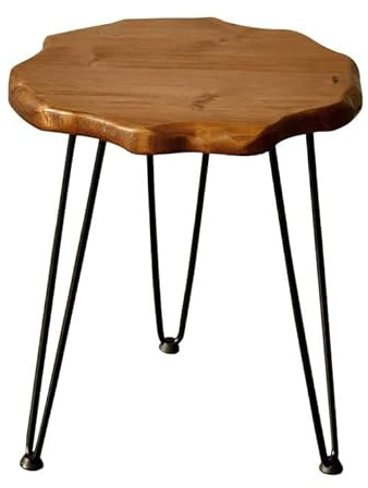 Spetebo Massivholz Deko Beistelltisch Kiefernholz rund - 45 cm | Natürliche Tischkanten, Sofatisch Couchtisch Nachttisch, Dekotisch Blumentisch, Massiv, Handgefertigt