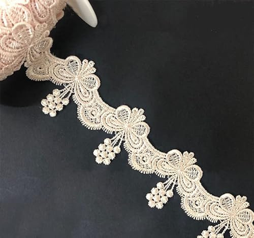 Yulakes 7 Yards Vintage Spitzenband besticktes Spitzenbesatz Spitzenborte Häkelspitze Spitzenbordüre Häkel-Borte Spitze Stoff DIY Handarbeit Kleidung Nähzubehör 5cm