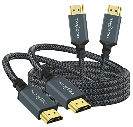 Twozoh 4K HDMI Kabel 1M 2 Stück, Geflochtenes Nylon HDMI auf HDMI Kabel Unterstützt 18Gbps 3D/4K@60Hz/2160P/1080P