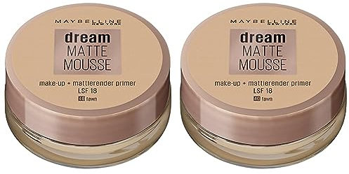 Maybelline New York Make Up, Dream Matte Mousse Make-Up, Mattierend, Nr. 40 Fawn (Packung mit 2)