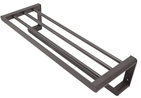 Mensole da Bagno Moderne Nere - Mensola Porta Asciugamani Space in Alluminio con Trapano Per Montaggio a Parete Per Bagno, Porta Asciugamani Per Riporre Oggetti Eleganti E Organizzati(Grigio 50 cm)