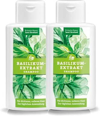 Sanct Bernhard Basilikum Shampoo, 2 x 250ml | Für dichteres & volleres Haar, Verbessert das Haarwachstum, Mit Koffein & Zink, Zur täglichen Haarpflege, Made in Germany