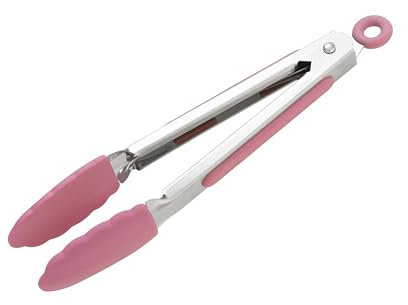 Wiltshire Mini Silicone Kitchen Tongs, 18cm, Cooking & Serving Tongs, Salad & BBQ Tongs, Stainless Steel, Heat-Resistant Utensil, Non-Stick, Non-Scratch Tip, Studio Pink, 21x3.2x2.7cm