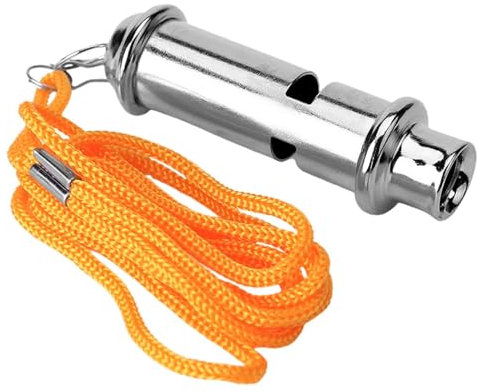 Laute Metallpfeife, Edelstahlpfeife, Schiedsrichterpfeife für Fitnessstudio, Doppelrohr mit Umhängeband, Trainingsstreichhölzer, Metall-Sicherheitspfeife für Outdoor, Fußball, Baseball