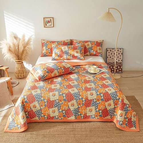 Stepp Bettüberwurf 160x230 cm Mode Bunt Pflanze Blumen Muster Doppellagig Tagesdecke Sojafaser Komfortabel Überwurfdecke Blech Stepp Decke Wohndecke Matratze Bettlaken Für Schlafzimmer Bettwäsche