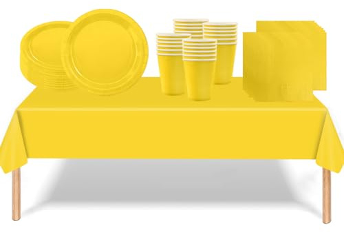 Set di 53 decorazioni da tavola usa e getta per compleanni dei bambini, set da tavola usa e getta per feste, tovaglie, piatti di carta da 17,8 cm, tovaglioli di carta, bicchieri per Natale, compleanno