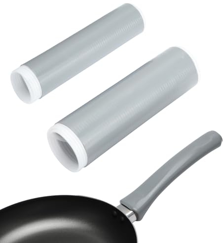 HIENCE 2 Sizes Silicone Pan Handle Covers - Heat Resistant Non-Slip Handle Sleeves for Cast Iron Skillets, Metal Frying Pans, Kitchen Cooking Accessories, Grey