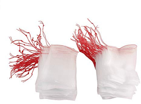 100 Pezzi di Sacchetti per la Protezione di Frutta e Piante, Borsa a Rete con Coulisse, Protezione Contro Insetti e Uccelli, Attrezzi da Giardinaggio, Mele, Uva, Pomodori, Nylon