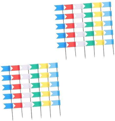 HAPINARY 200stücke Dekorative Fahnennadeln Wiederverwendbare Pushpins Für Karten Pinnwände Und Fotomarkierungen Farbenfroh Für Schule Und Büro Flaggen-Design