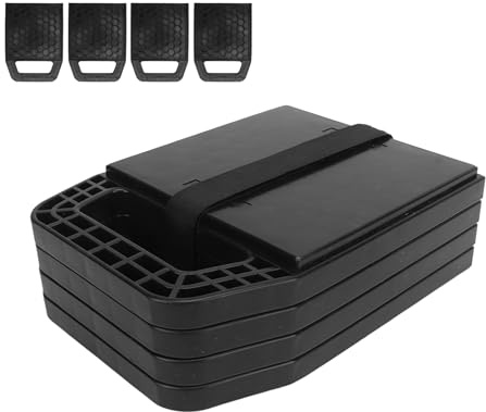 Wohnmobil-Wagenheber-Pad verhindert das Absinken von Wagenhebern, rutschfest, wetterfest, starker UV-stabilisierter Nivellier-Wagenheber-Block für Wohnwagen,Anhänger,4 Stück(Black)