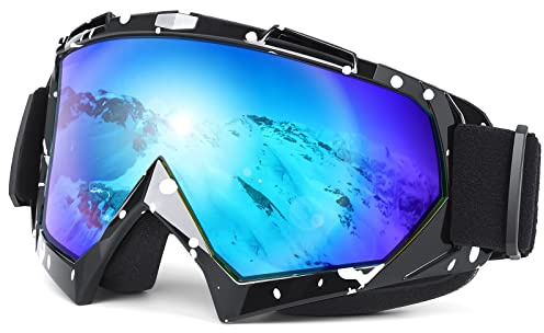 EasYoung Ski Goggles, Wide View OTG Snowboard Goggles for Men & Women | Snow Goggles with UV Protection, Spherical Lens & Helmet Compatible Strap