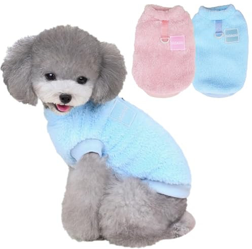 JSTHHTT 2 Stück Hundepullover für kleine Hunde mit D-Ring, Hundepullover Kleine Hunde, Perfekte Hundejacke Chihuahua, Winterjacken Hunde, für Kleine Mittelgroße Hunde und Katzen