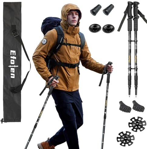 Hiking Walking Trekking Poles Set - 2 Packs With Antishock And Quick Lock System Men & Women, Telescopic, Collapsible, Ultralight For Hiking, Camping, Mountaining, Backpacking, Walking, Trekking