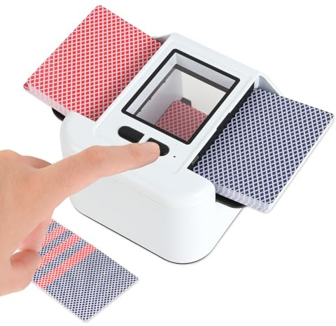 AOKUY Automatic Card Shuffler for 1-2 Decks, Rechargeable 2000mAh Battery, Low Noise Electric Shuffling Machine for UNO, Poker, Phase 10, Skip-Bo, and More – Portable & Easy-to-Use