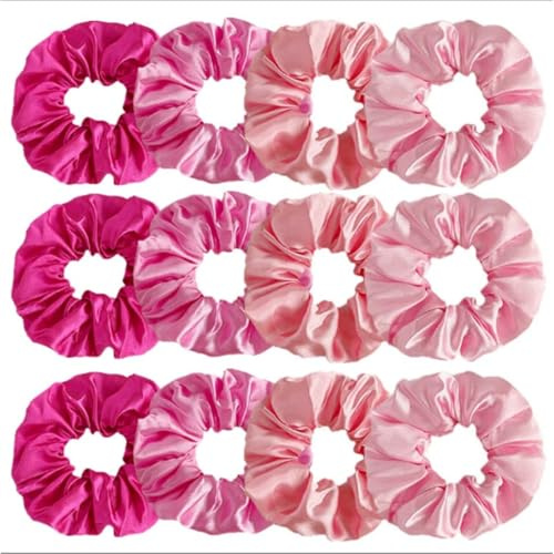 XURJUMI Set de 12 coleterosde Seda grandes y elásticos Scrunchie para coletas rizadas, regalo para niñas, mujeres, accesorios para el cabello, Regalo día de San Valentín