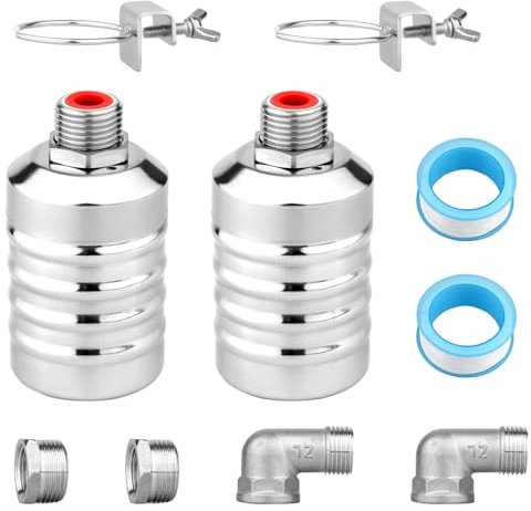 2 Pz Valvola Galleggiante Acqua, Acciaio Inossidabile Valvola Galleggiante Controllo Automatico Livello Acqua Tipi di Connessione da 1/2 Pollice e 3/4 Pollice per Acquario Piscina