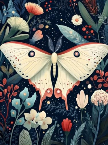 Schmetterling Malen nach Zahlen Erwachsene mit Rahmen 90X120CM, Malen Nach Zahlen Kinder Blume Malen nach Zahlen ab 9 Jahre Mädchen, Erwachsene Ölgemälde mit Leinwand und Acrylfarben für Zimmer Deko