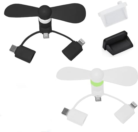 Mikiuly Mini Ventiladores para Teléfono Móvil,3 en 1 Ventilador para Teléfono Móvil,Mini Ventilador USB,Flexible Portátil Ventilador USB Ajustable,Para casa, La escuela, Viajar,2 PCS