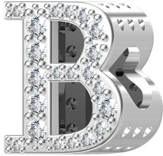 Aurevella Letter Charms A-Z, 925 Argent Silver Pendant Accompagné de Zircone Cubique 5A, idéal Pour les Bracelets et Colliers de Style Européen, Bijoux pour Femmes