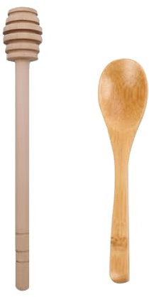 Juego de 2 cucharas de miel de madera y palitos para miel, agitador de miel de 15 cm para miel, mermelada, jarabe y más, herramientas de mezcla de miel de bambú ecológicas