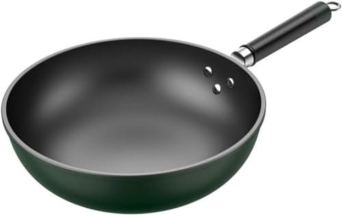 Wok Pan Antiadherente Hierro de Hierro para el hogar Wok Wok Cooker Especial Pan con aplicación de Gas (34 cm)