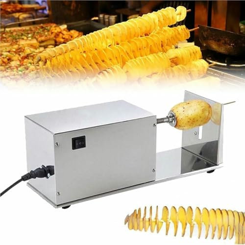 VYUJHNBG Affettatrice elettrica a Torre per Patate, affettatrice a Spirale per Patate, affettatrice a Torre per Patate in Acciaio Inossidabile, affettatrice Automatica per Patate e Frutta