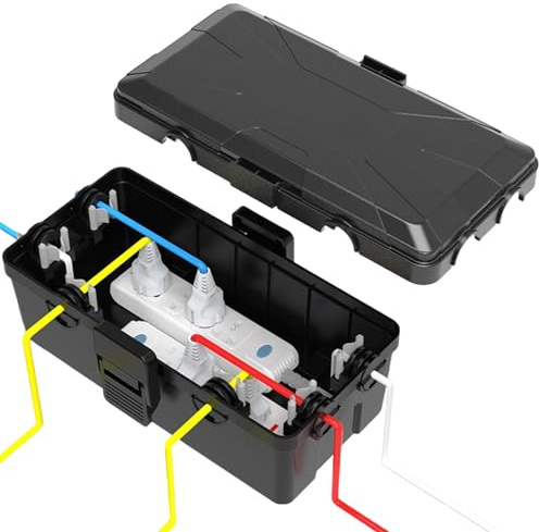 Outdoor Electrical Box Waterproof IP54, Medium Outdoor Outlet Cover, 21.6 x 15 x 9.4 cm(8.5 x 5.9x 3.7inch) Protect Outlet, Plug, Timer, Holiday Light Decoration, Black