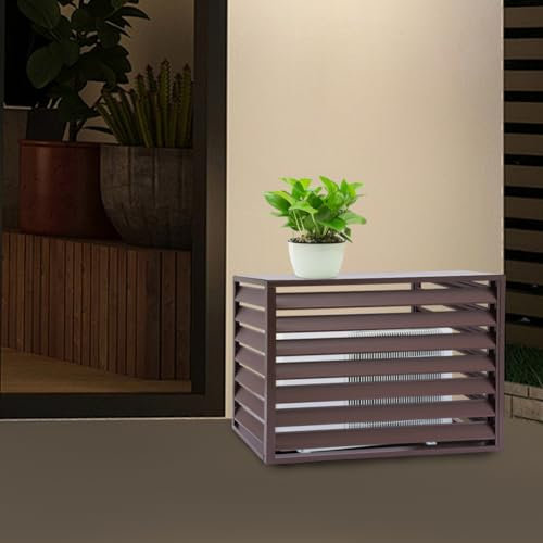 DVTFRUI Cubierta de la Unidad de Aire Acondicionado al Aire Libre, Aire Acondicionado de Aluminio y Cubierta de la Bomba de Calor, Cubierta Decorativa del Condensador Mini Split de Metal,110x60x80cm