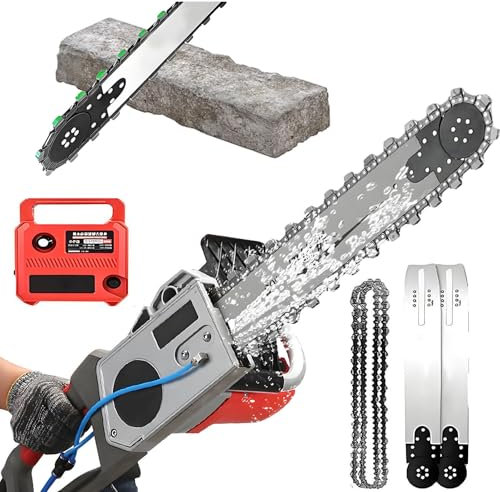 Rainureuse Beton 6000 TR/Min, Tronçonneuse électrique pour Béton, Machine De Découpe Murale avec Alimentation en Eau Humide, 2 Chaînes/2 Guides-Chaînes, pour Granit Béton Armé,480