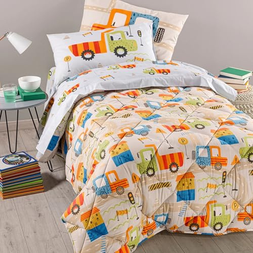 Caleffi Trapunta invernale per letto singolo una piazza in Cotone Art. City Car - Beige 165x265 cm