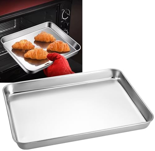 GZKDKZB Teglie da Forno Resistenti alle deformazioni, in Acciaio Inox 316, per Biscotti, rettangolari, in Metallo, Resistenti al Calore, per Forno (60x40x3 cm)