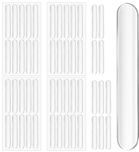 Kifmurase 50 PCS Furniture Bumpers, 63mm Silicone Clear Cabinet Door Bumpers, Adhesive Door Pads Stop Slamming, Transparent Bumper Strips Silencer Furniture Protector for Surface Friction Scratches