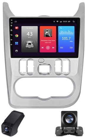 Carplay Android Radio Coche 2 DIN para Renault Logan 1 Sandero 2009-2015 Dacia Duster 2010-2017 Lada Largus 2012-2021 con 9 Pulgadas Pantalla, Autorradio Bluetooth con DSP/WiFi(C10)