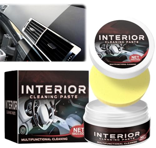 100g Car Interior Renovation Maintenance Cleaning Cream,Leather Cleaner Conditioner für Autos,Reinigungs und Pflegecreme,3-in-1 Reinigungspaste für Autositze Möbel für Lederpflege inkl Schwamm
