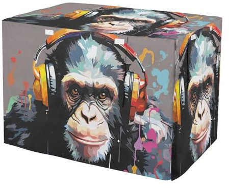 Rolig gorilla-målning tvättbar hundlåda skydd upprullningsbara sidopaneler husdjursbur skydd med öppningar stor