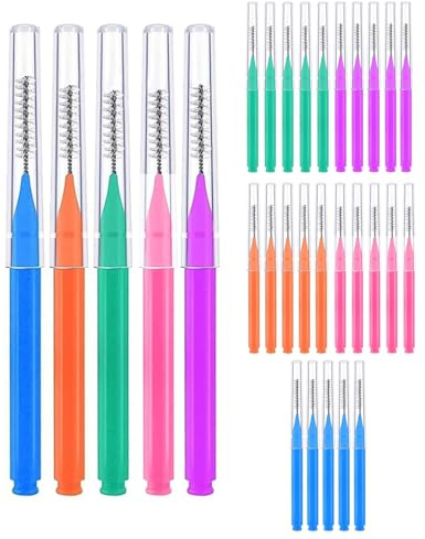 CULEB 30 Piezas Cepillos Interdentales,Cepillo interdental Suave para Aparatos Dentales,Palillo de Hilo Dental para Limpieza Interdental,Higiene Bucal(5 Colores)