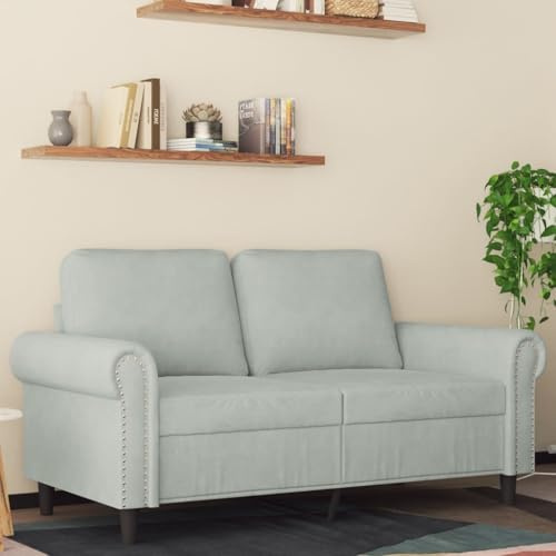 mtlskopl Zweisitzer Sofa Hellgrau 152x77x80 cm Samtbezug Metallgestell Modernes Klappsofa für kleine Räume Sitzbank Küche Flur Jugendzimmer und Büro