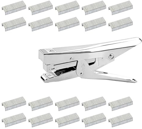 Grapadora de Metal con 1000 Grapas, Capacidad de 20 Hojas, Diseño Robusto para Uso Profesional de Oficina y Escuela, Grapado Manual Sin Esfuerzo, Sin Atascos, Durabilidad Garantizada