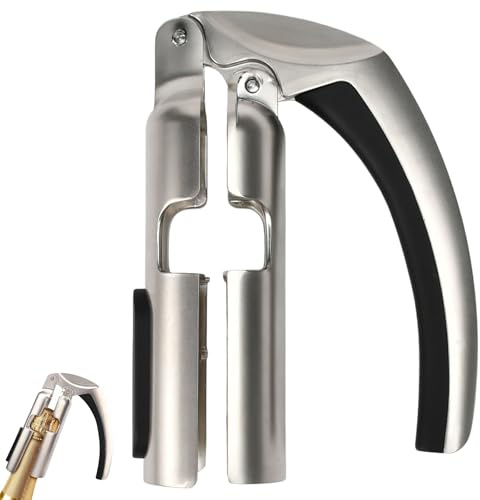KAGEYMB Ouvre Bouteille Multi-Fonction En Zinc Argenté Tire Bouchon Mécanique Adapté À L’Arthrite Et Force Faible Décapsuleur Pour Champagne, Vin Et Bière Pull Compatible Tous Bouchons