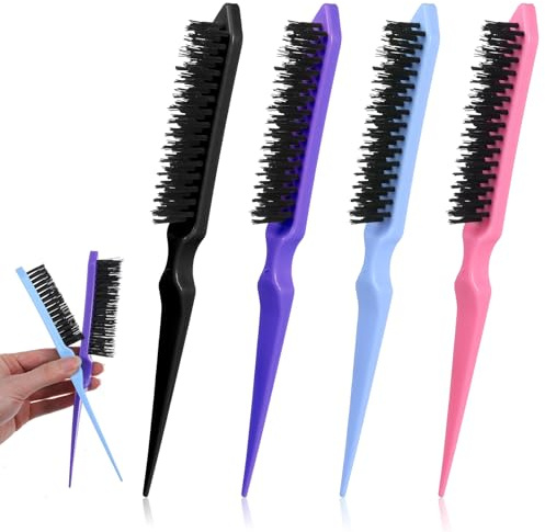 RAHHLIZS 4Pcs Teasing Brush 3 Row Comb for Natural Hair Back Combing Brush
