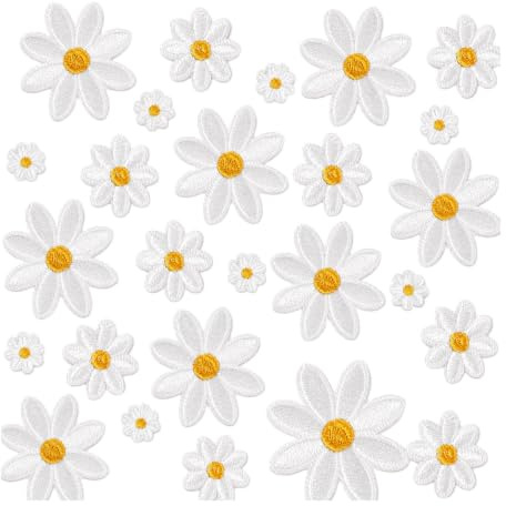 60 Stück gänseblümchen patches zum aufbügeln blumen bügelflicken flicken zum aufbügeln bügelbilder für textilien bügelpatches aufbügel patches zum aufnähen jacke Jeans Taschen Rucksäcke