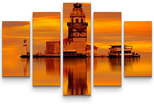 Leinwandbilder | Bilder Leinwand 160x100cm Maiden Tower kiz kulesi in Istanbul bei Sonnenuntergang