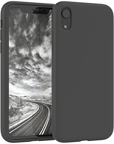 EAZY CASE Premium Silikon Handyhülle kompatibel mit iPhone XR Slimcover mit Kameraschutz und Innenfutter, Silikonhülle, Schutzhülle, Bumper, Handy Case, Hülle, Softcase, Dunkelgrau