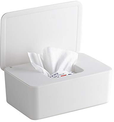 Wet Wipes Dispenser Box, Non-Slip Baby Tissue Storage Box Nappy Wipes Case with Lid for Home Office, White…