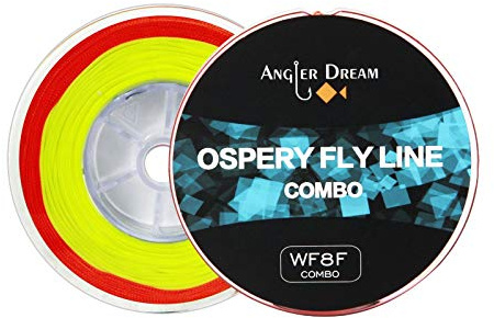 ANGLER DREAM 100FT WF3F WF5F WF8 Fly Fishing Line Combo Weight Forward Fly Line with Braided Backing Tapered Leader Preload Line with Welded Loop (FLUO YELLOW, WF8F)