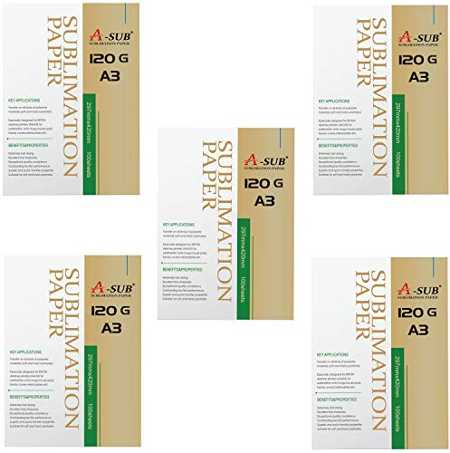 A-SUB sublimeringspapper A3, 297x420 mm, 500 ark, 120gsm, kompatibelt med EPSON, SAWGRASS, RICOH, Brother sublimationsskrivare